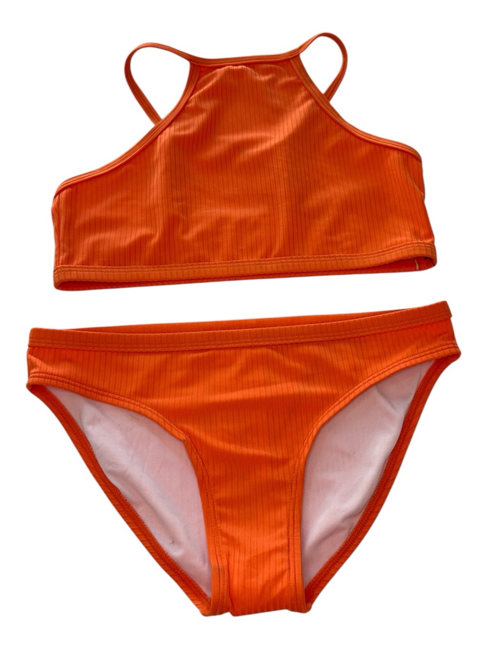 Rip Curl Girls Orange Ribbed High-Neck Bikini Set NWT Size 12